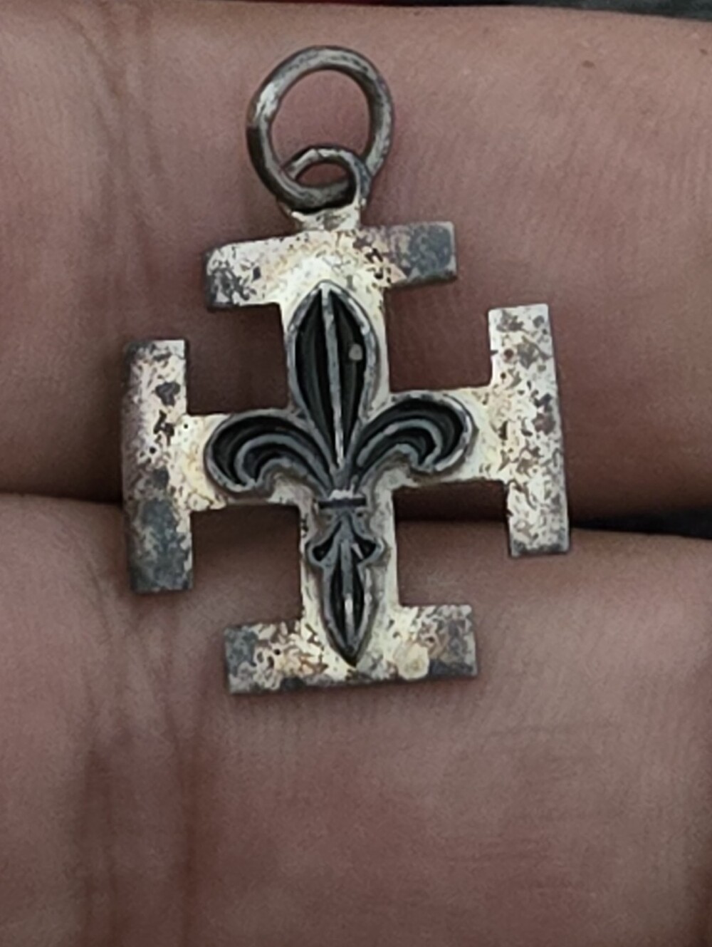 Vintage Sterling Silver 925 Croix Scoute Fleur de Lys